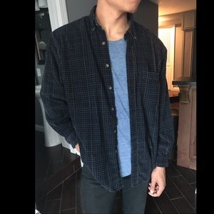 Eddie Bauer Plaid Corduroy Long Sleeve Button Up